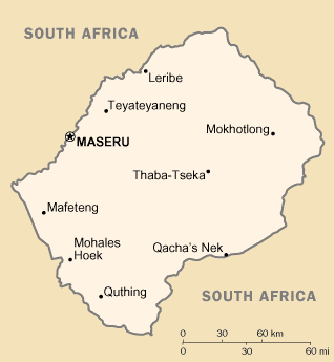 Map lesotho Travel Insurance